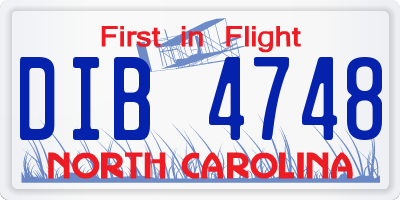 NC license plate DIB4748