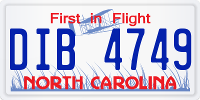 NC license plate DIB4749