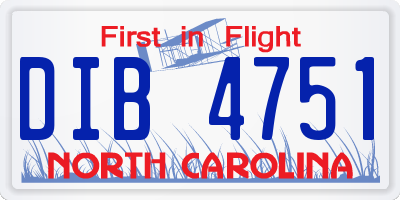 NC license plate DIB4751