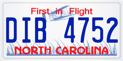 NC license plate DIB4752