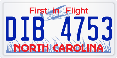NC license plate DIB4753