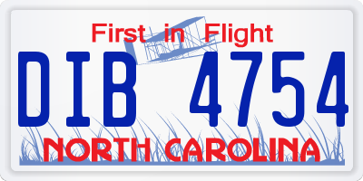 NC license plate DIB4754