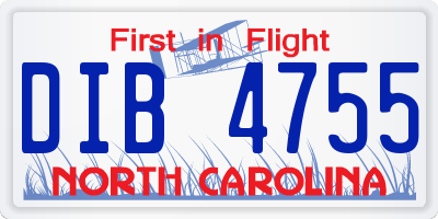 NC license plate DIB4755