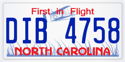 NC license plate DIB4758
