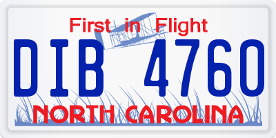 NC license plate DIB4760