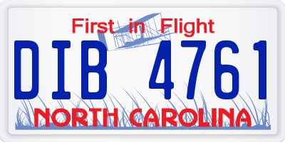 NC license plate DIB4761