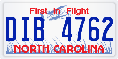 NC license plate DIB4762