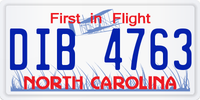 NC license plate DIB4763