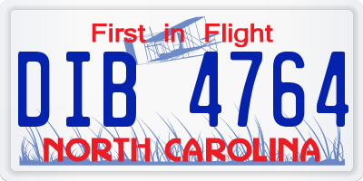 NC license plate DIB4764