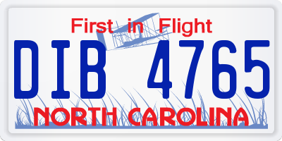 NC license plate DIB4765