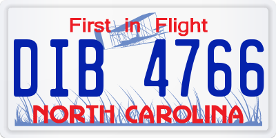 NC license plate DIB4766