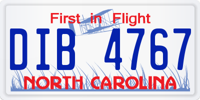 NC license plate DIB4767
