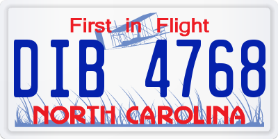 NC license plate DIB4768