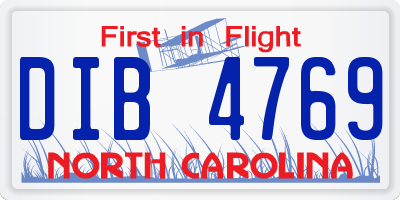 NC license plate DIB4769