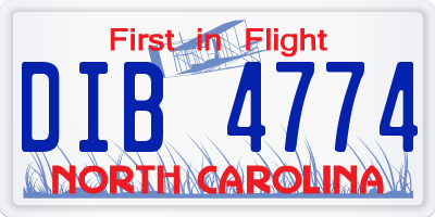 NC license plate DIB4774