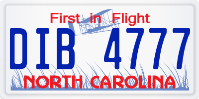 NC license plate DIB4777