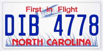 NC license plate DIB4778