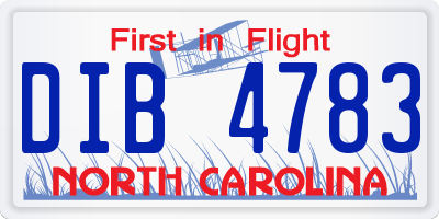 NC license plate DIB4783
