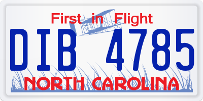 NC license plate DIB4785