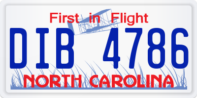 NC license plate DIB4786