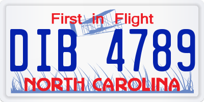 NC license plate DIB4789