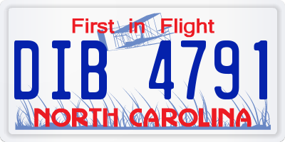NC license plate DIB4791