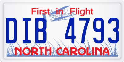 NC license plate DIB4793