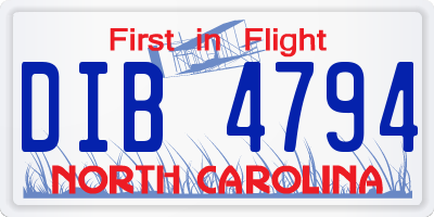 NC license plate DIB4794