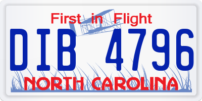 NC license plate DIB4796