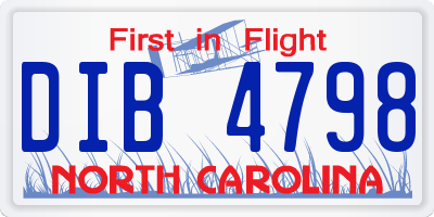 NC license plate DIB4798