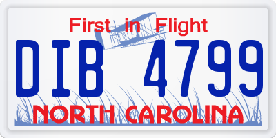 NC license plate DIB4799