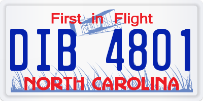 NC license plate DIB4801