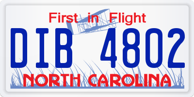 NC license plate DIB4802