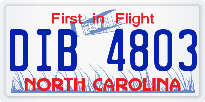 NC license plate DIB4803