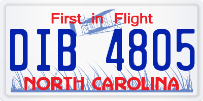 NC license plate DIB4805