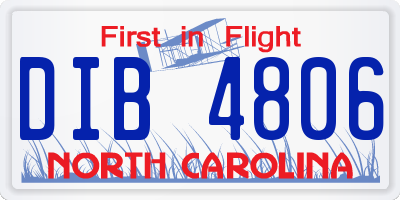 NC license plate DIB4806