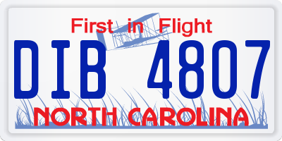 NC license plate DIB4807