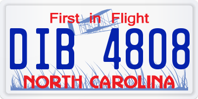 NC license plate DIB4808