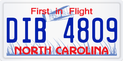 NC license plate DIB4809