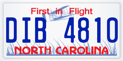 NC license plate DIB4810