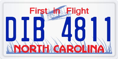 NC license plate DIB4811