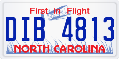 NC license plate DIB4813