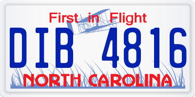 NC license plate DIB4816
