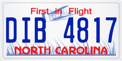 NC license plate DIB4817