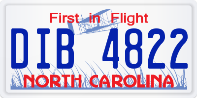 NC license plate DIB4822
