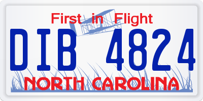 NC license plate DIB4824