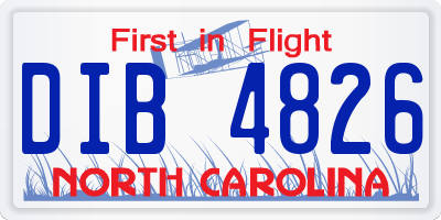 NC license plate DIB4826