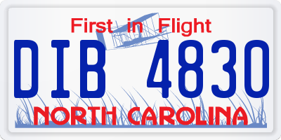 NC license plate DIB4830