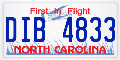 NC license plate DIB4833