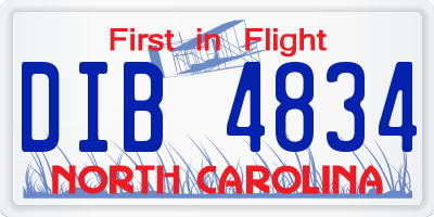 NC license plate DIB4834